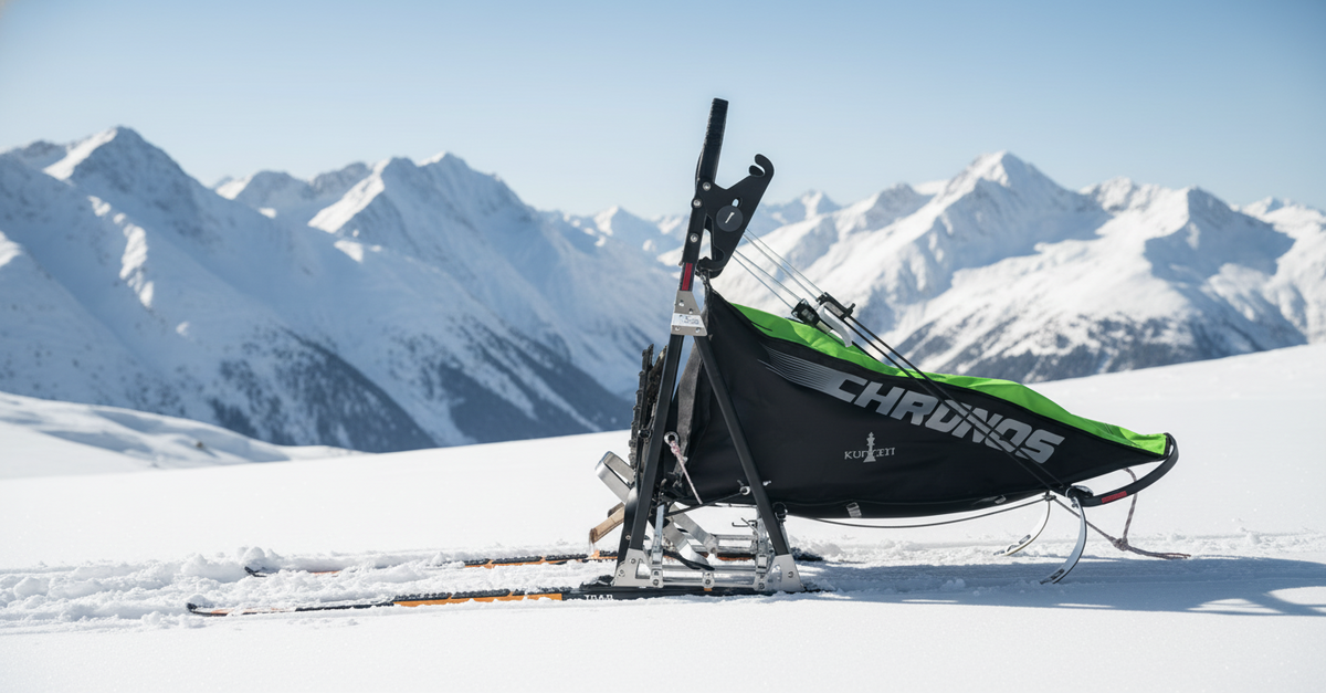 Axaeco Kungen Chronos sled on a snowy mountain